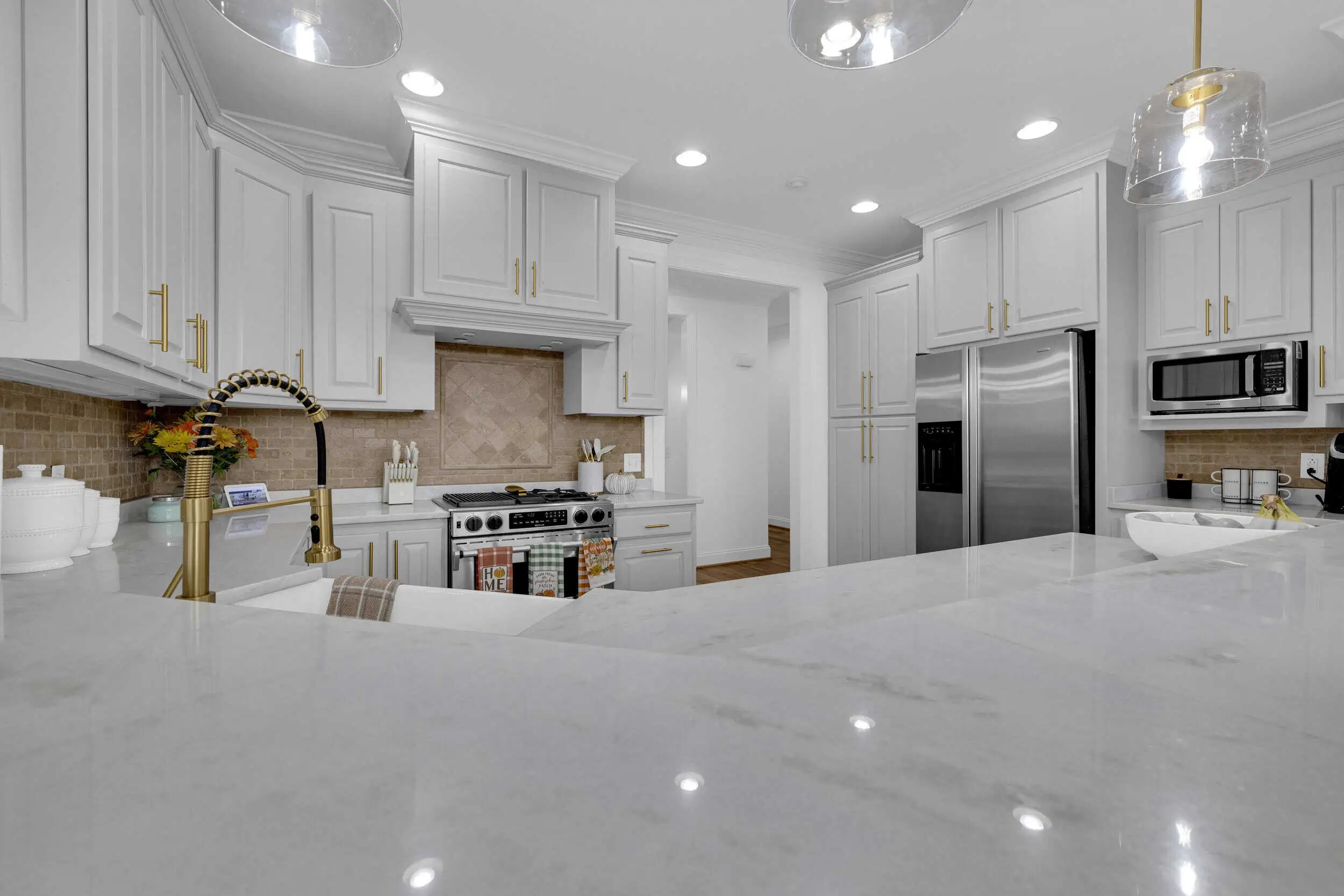 Professionally edited luxury kitchen real estate photograph