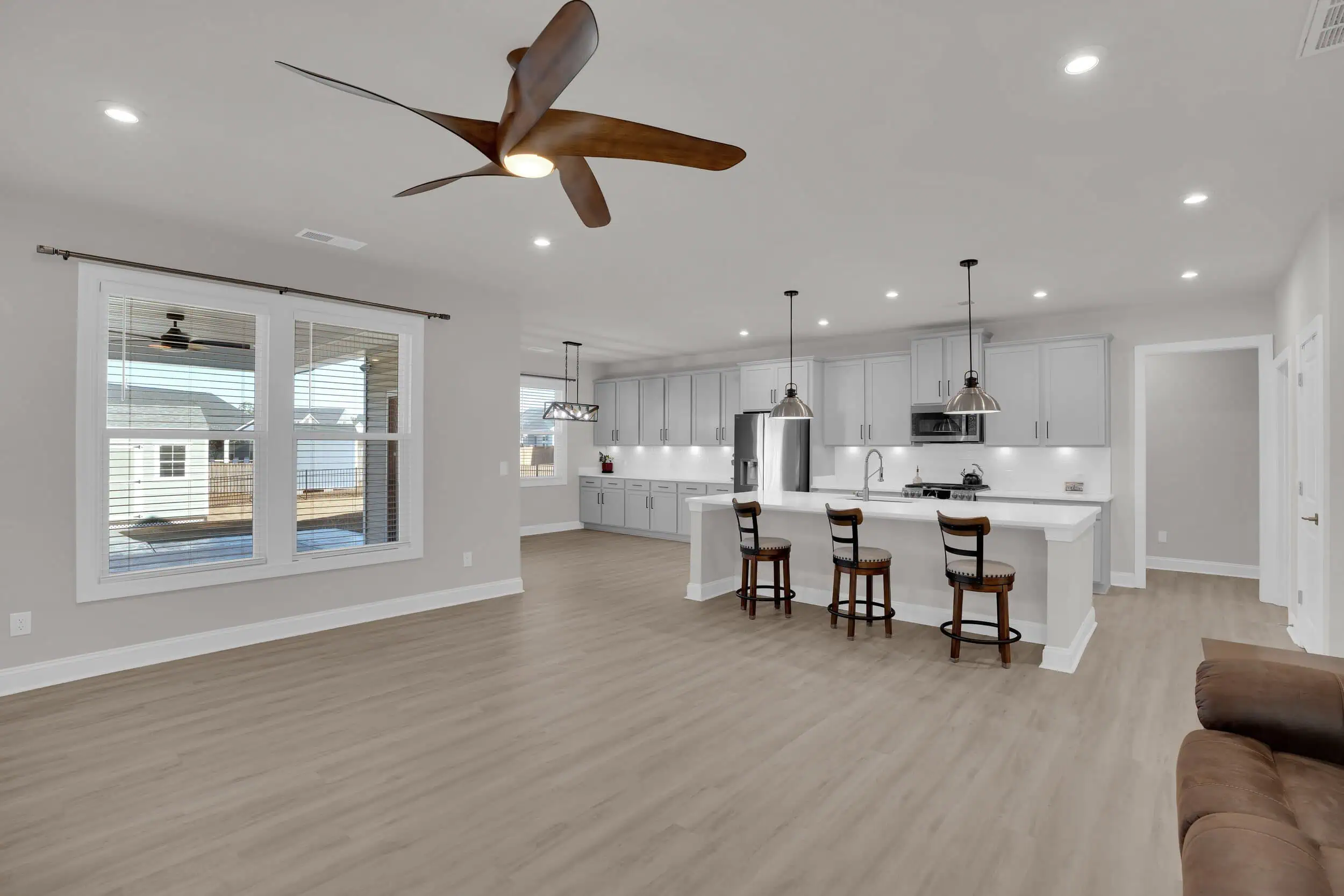 Professionally edited modern open kitchen photograph