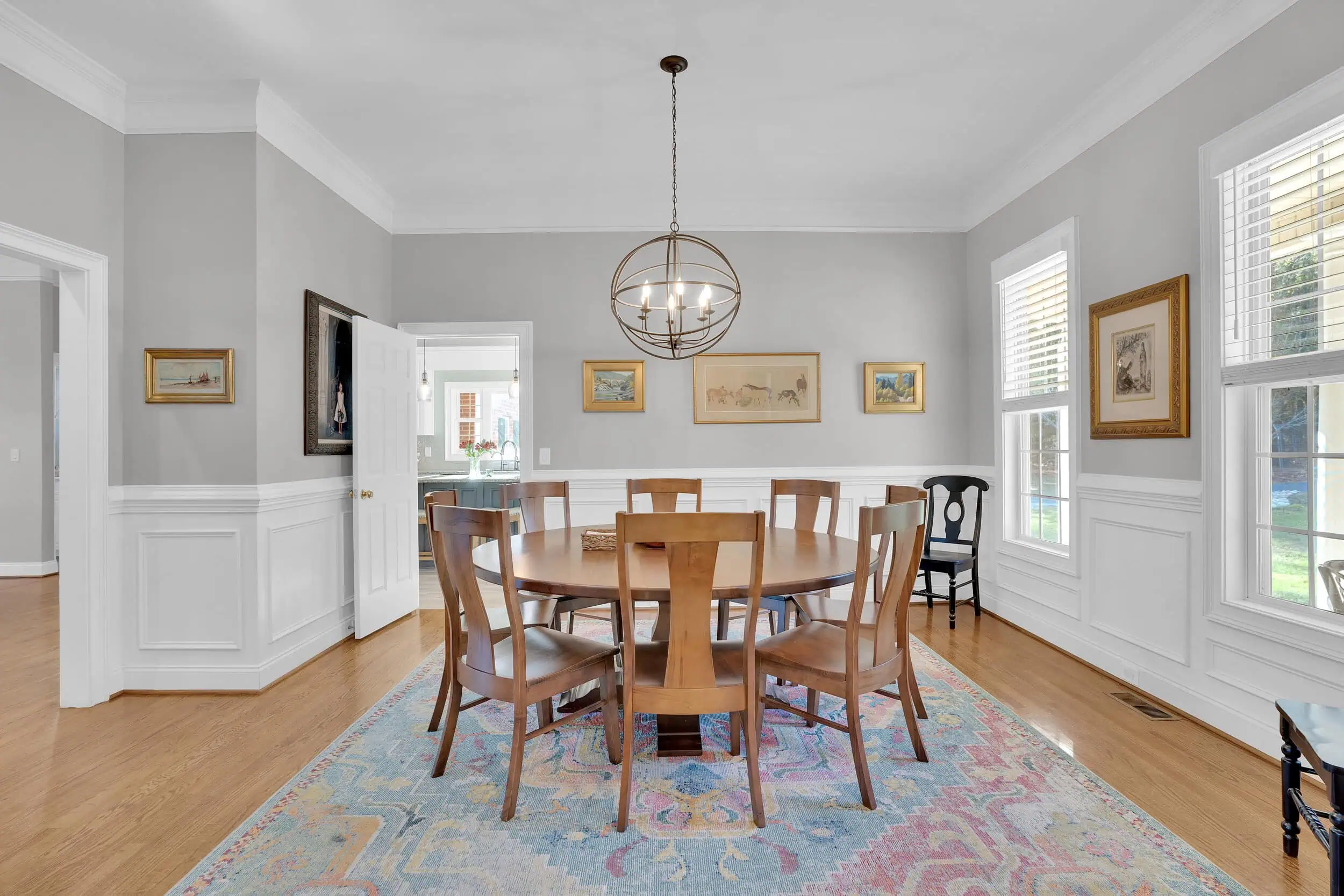 Professionally edited formal dining room photograph
