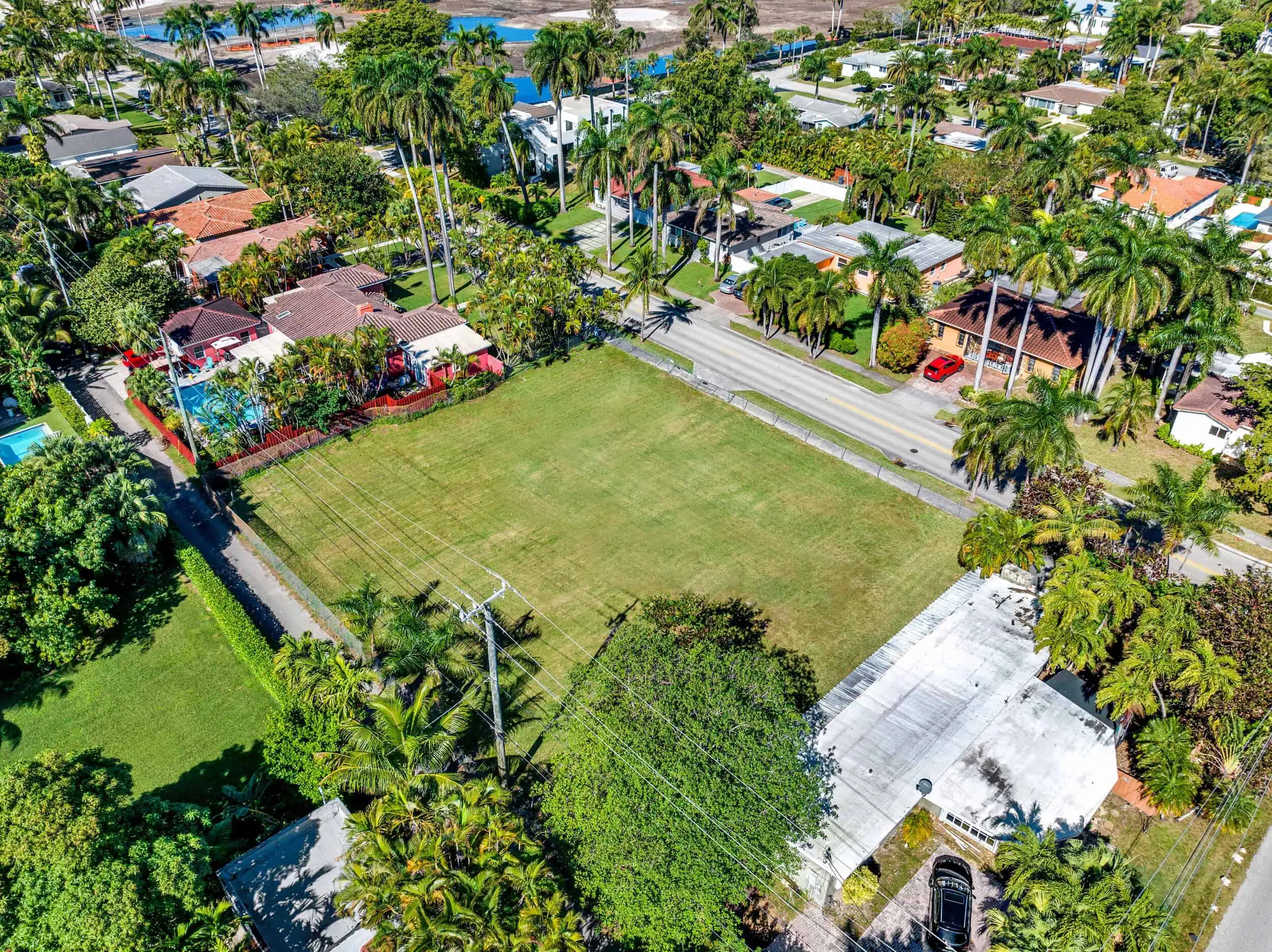 Professionally enhanced aerial property lot photograph