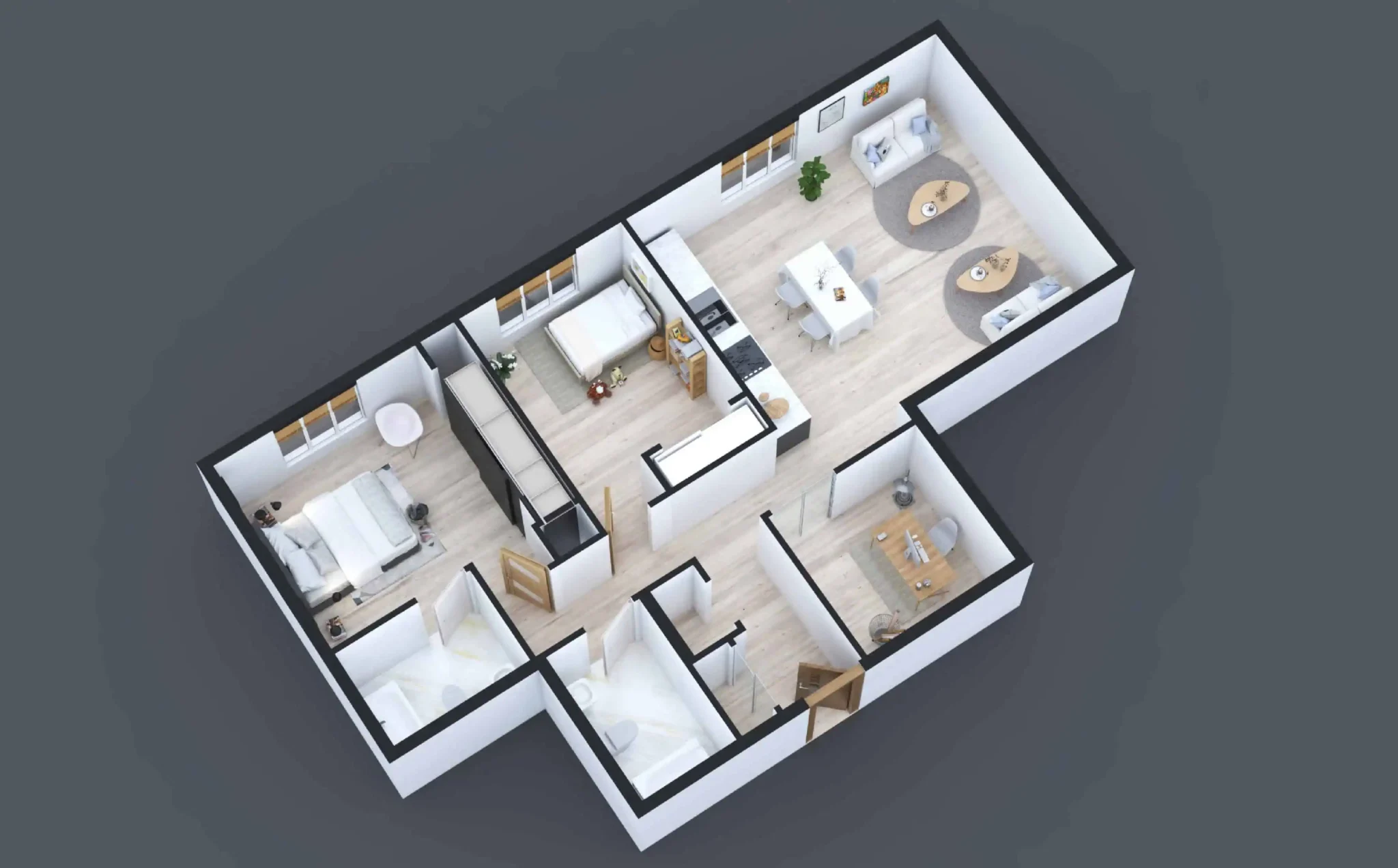 Professionally created dark-style 3D property floor plan