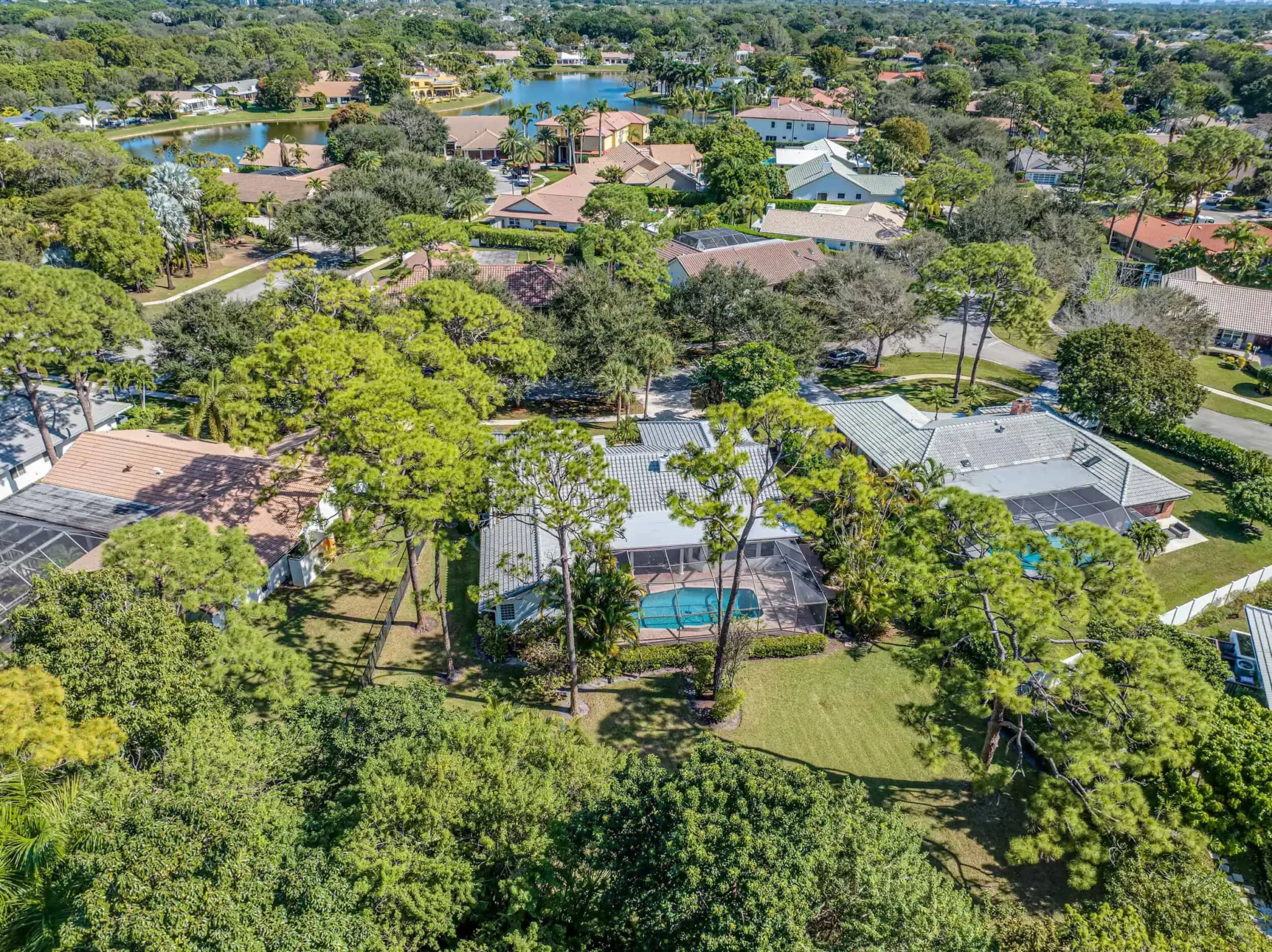 Professionally enhanced aerial image of a residential neighbourhood