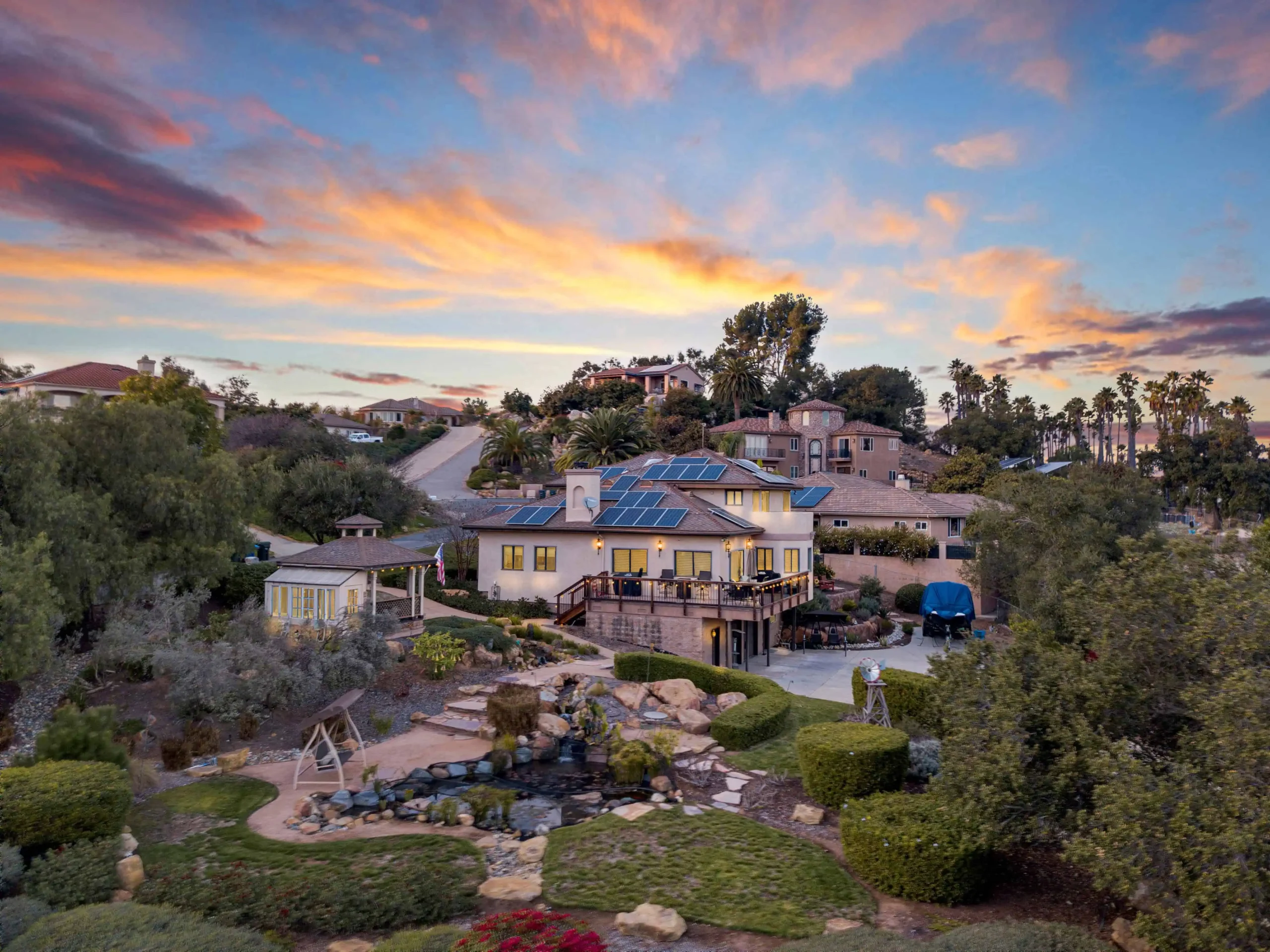Aerial property photograph after twilight conversion