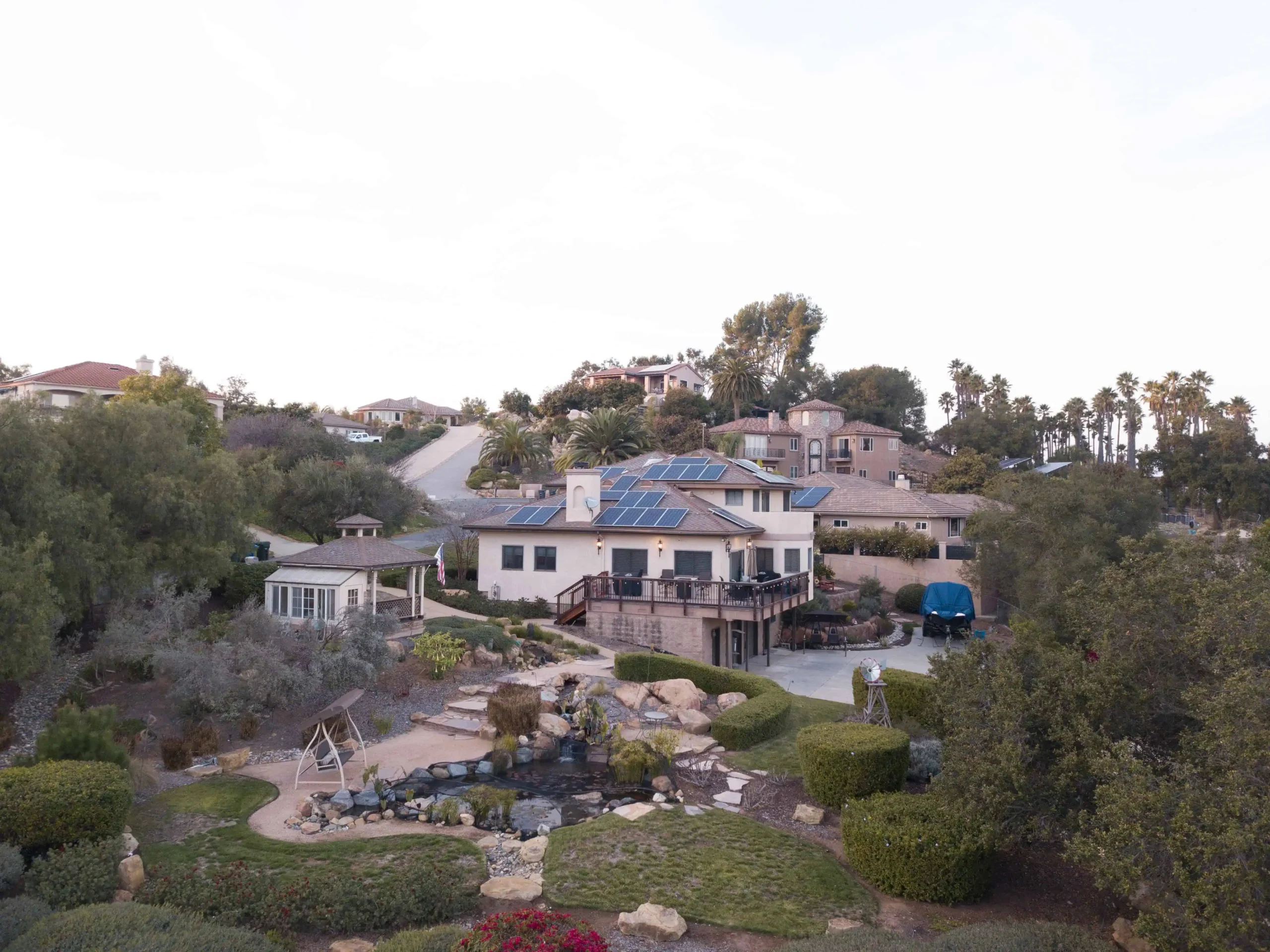 Aerial property photograph before day-to-dusk conversion