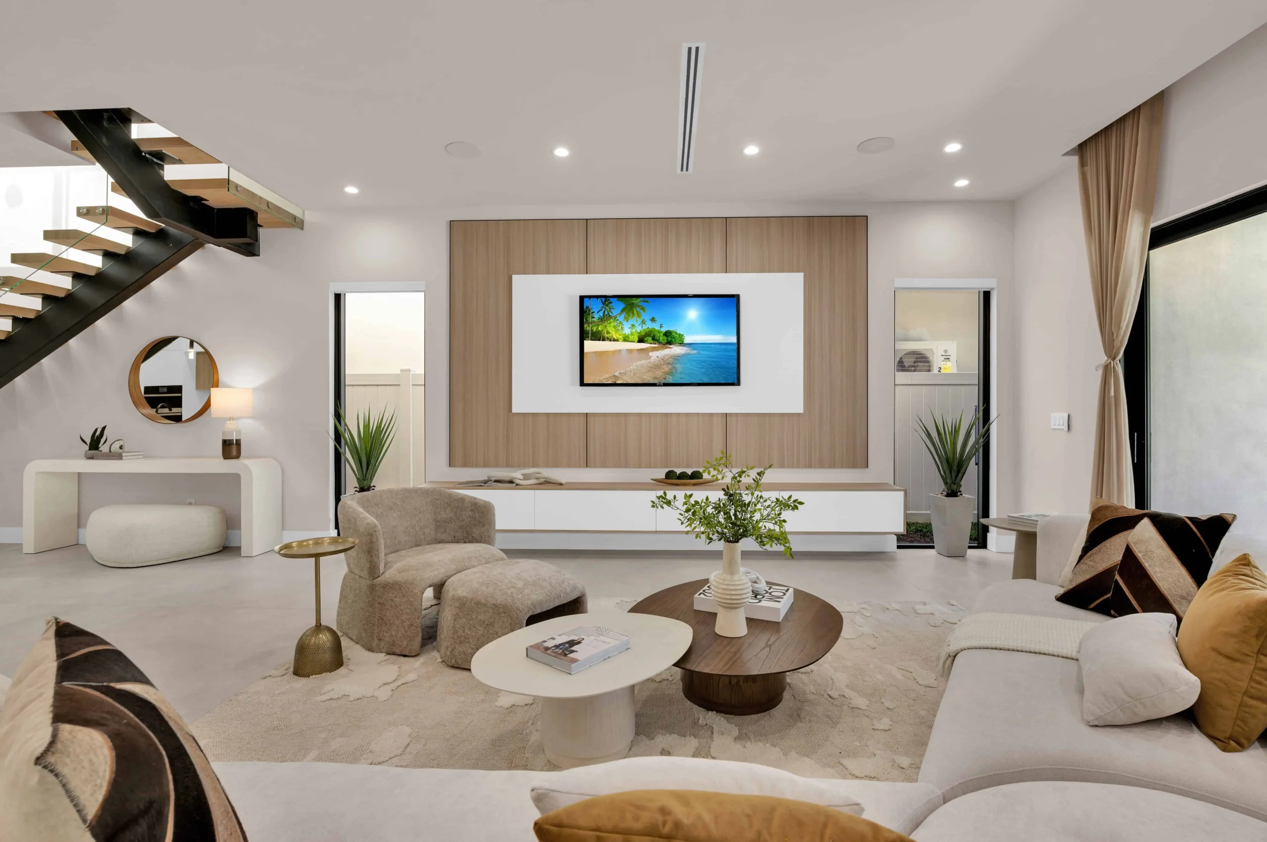 Professionally blended HDR and flambient living room photograph